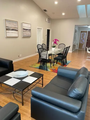 a outdoor living space with furniture