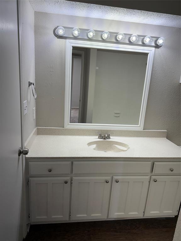 5908 Holiday Lane, Unit C North Richland Hills, TX 76180 - Photo 12 of 18 a bathroom with a sink and mirror