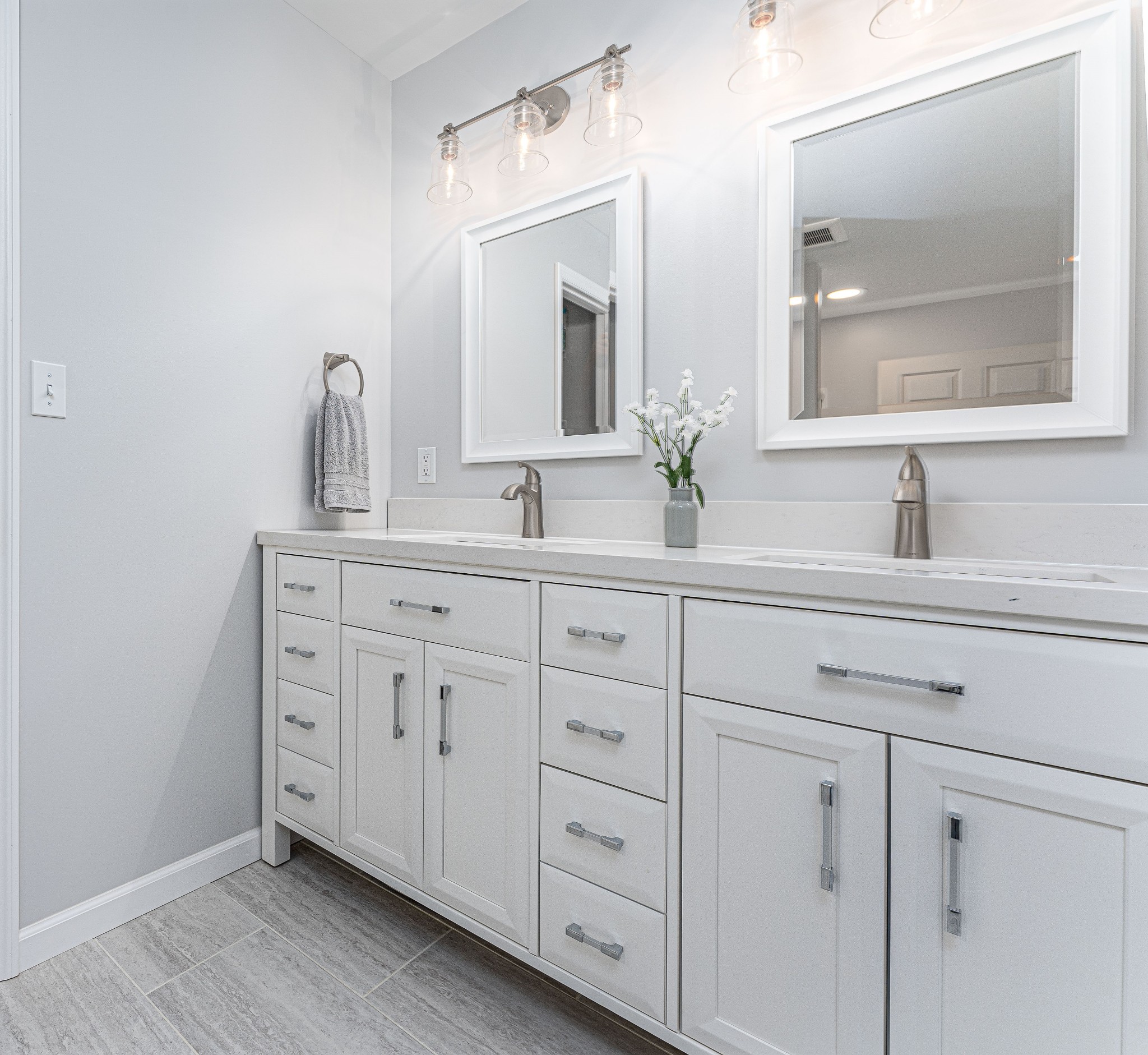 4861 Bethesda Road Thompson's Station, TN 37179 - Photo 13 of 22 a bathroom with a double vanity sink and mirror