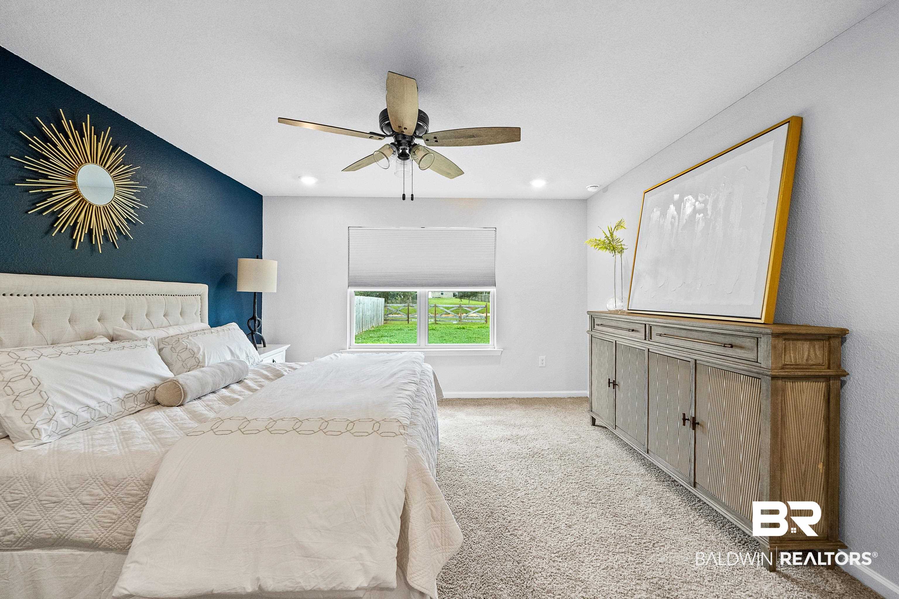 23916 Avernus Loop Daphne, AL 36526 - Photo 12 of 30 Bedroom featuring carpet, a ceiling fan, and a textured wall
