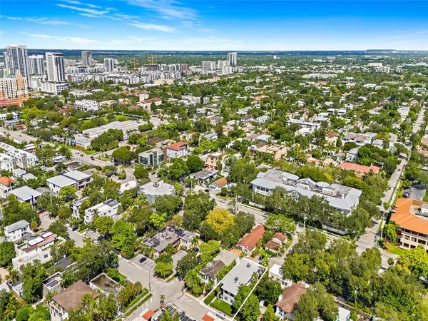 an aerial view of residential building with parking space