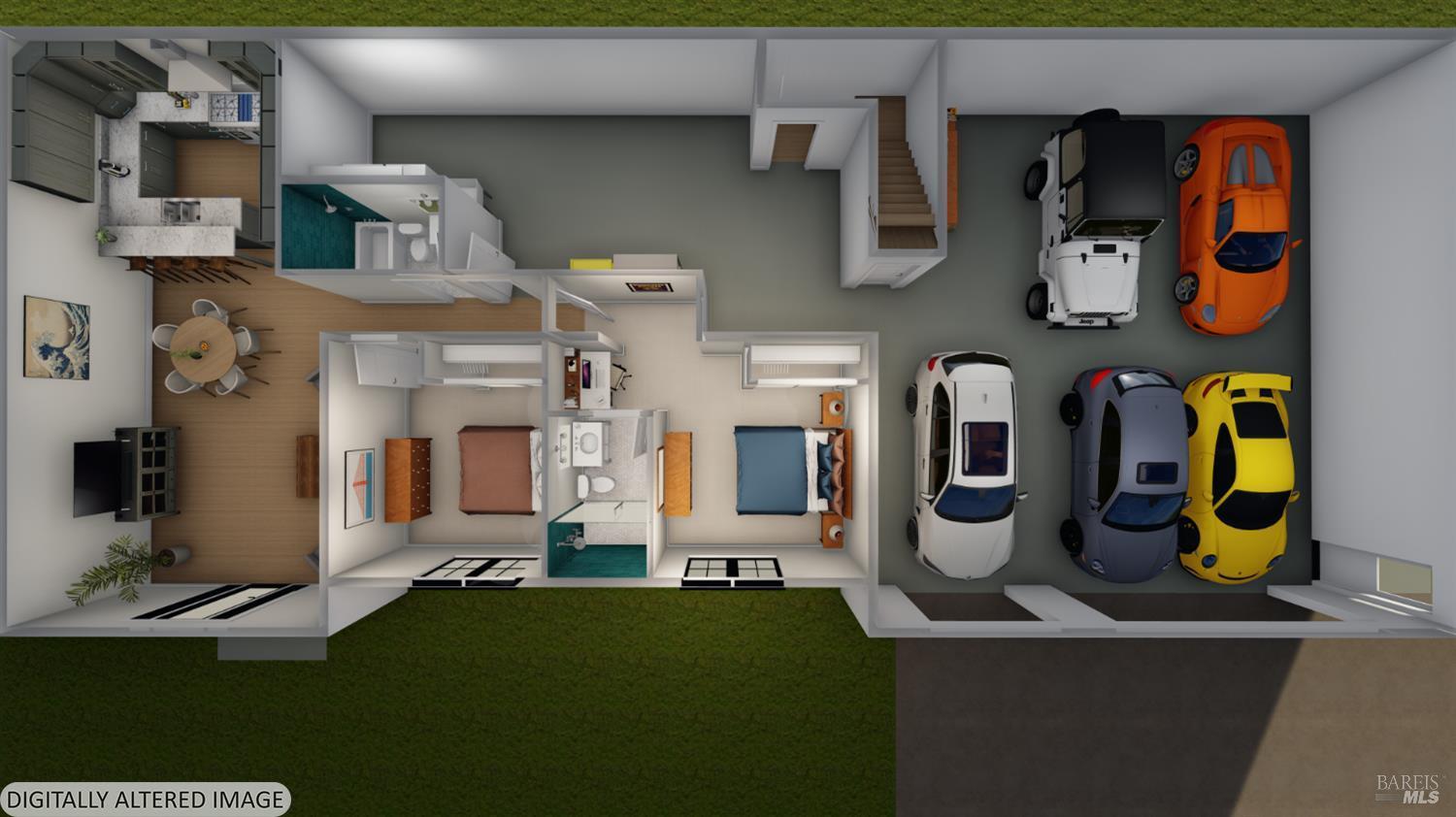 573 Wagnon Road Sebastopol, CA 95472 - Photo 11 of 68 Rendering of lower level with ADU and storage area and garage.