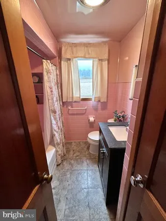 a bathroom with a sink a toilet a mirror and a tub