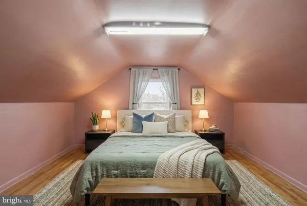 a workspace with furniture and wooden floor