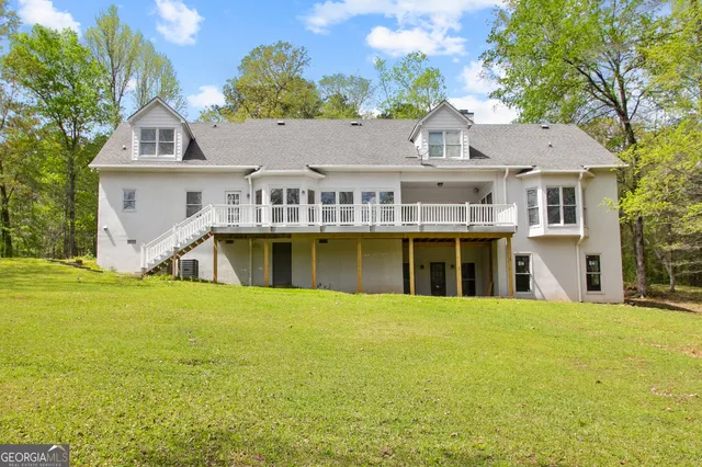 a view of a building with a garden
