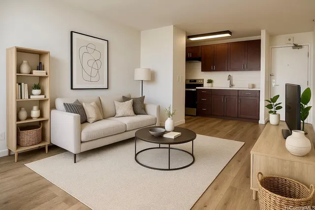 a living room with furniture and a flat screen tv