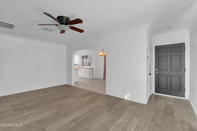 a view of a cabinet with a wooden floor