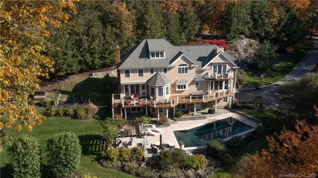 an aerial view of a house