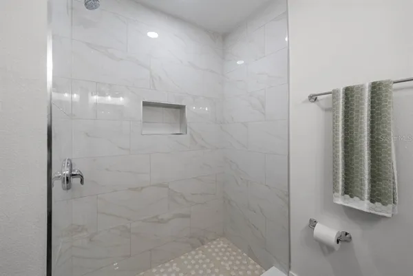 a bathroom with a shower