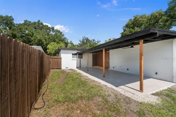 a view of backyard of house