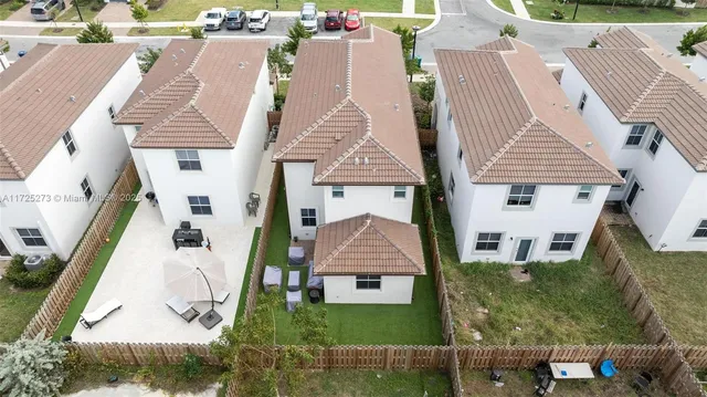 an aerial view of a house