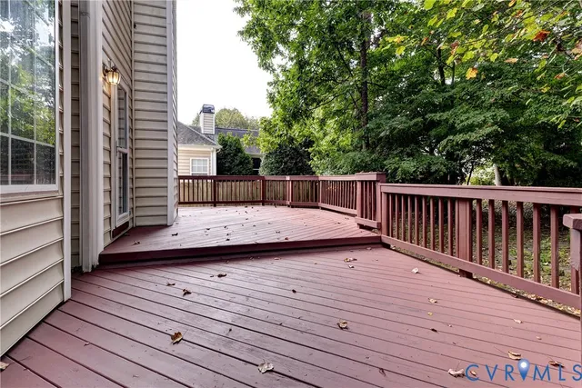 a view of a wooden deck