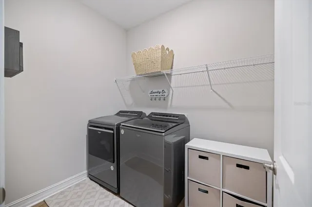 a close view of washer and dryer