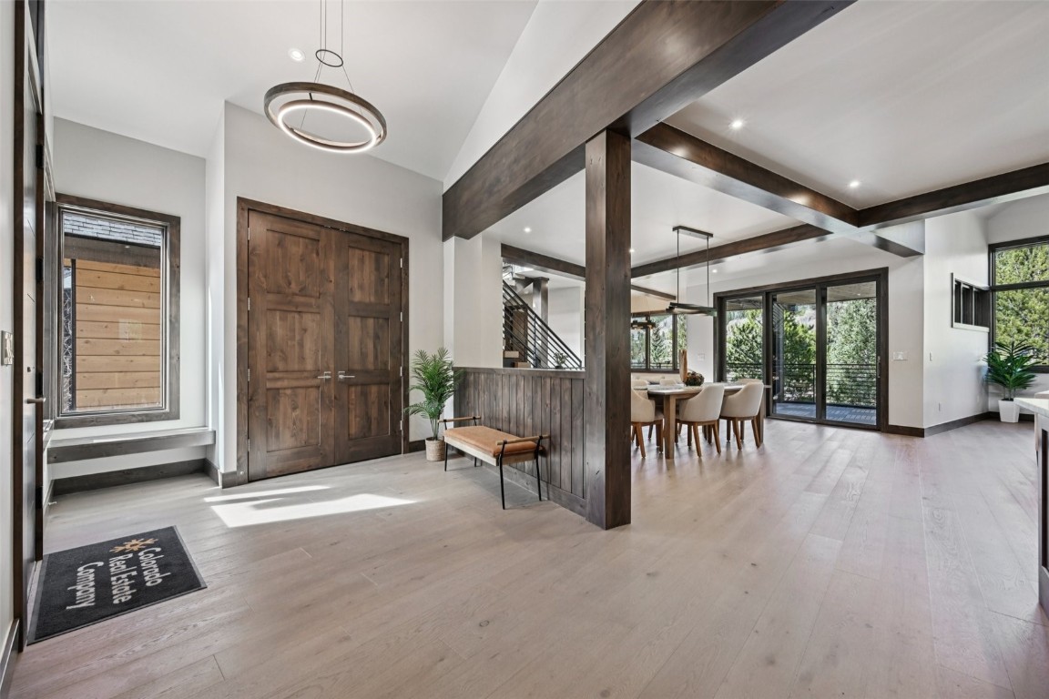 27 West Independence Road Keystone, CO 80435 - Photo 18 of 48 Foyer with light wood-type flooring, beam ceiling, and recessed lighting