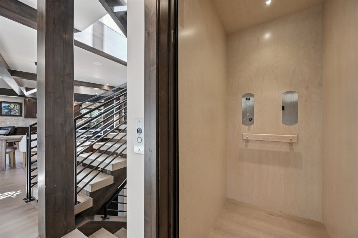 27 West Independence Road Keystone, CO 80435 - Photo 23 of 48 Elevator with wood finished floors, recessed lighting, and beamed ceiling