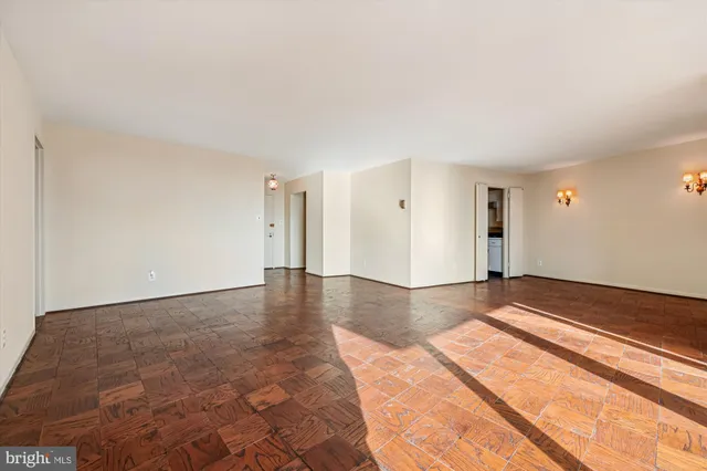 a view of small space with racks on the wall