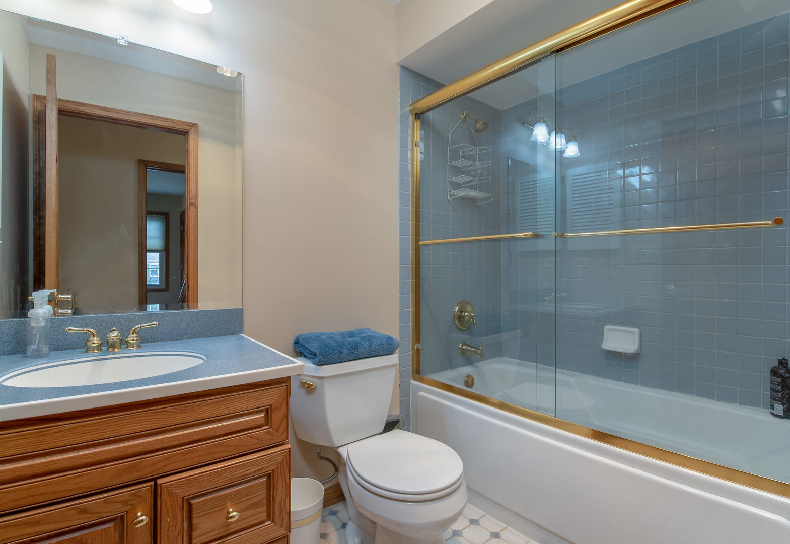2105 Countryside Circle Naperville, IL 60565 - Photo 23 of 26 a bathroom with a sink a toilet a mirror and shower