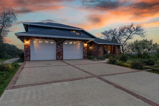 front view of a house with a garage
