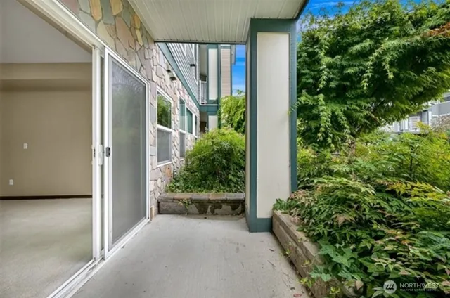 a view of porch with seating space