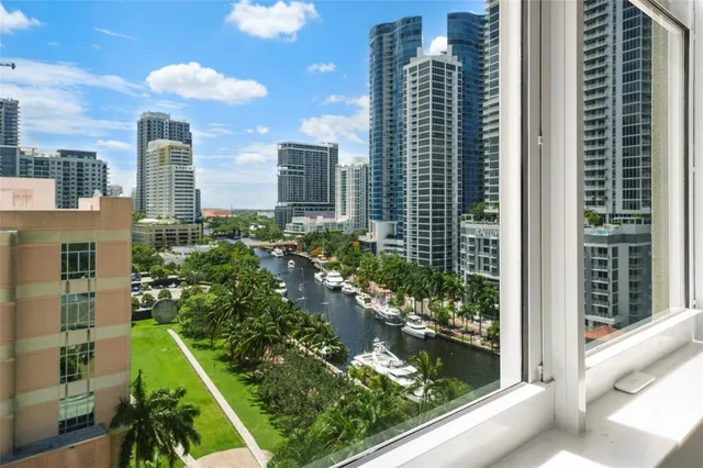 a view of a city from a balcony