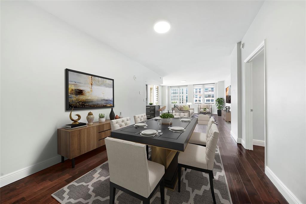 511 Southeast 5th Avenue, Unit 1116 Fort Lauderdale, FL 33301 - Photo 7 of 45 a view of a dining room with furniture window and wooden floor
