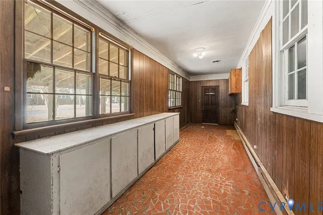 a view of a bathroom with windows