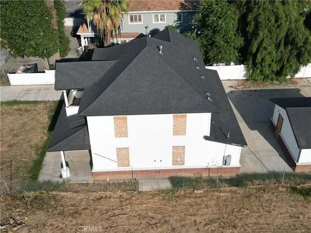 an aerial view of a house
