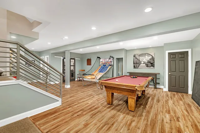 a view of a chairs and table on the wooden floor