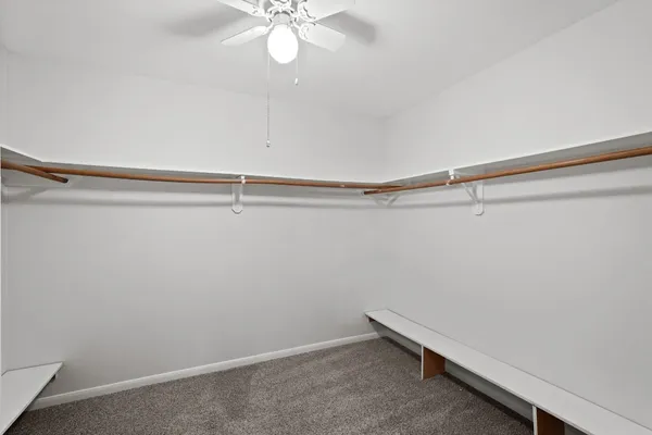 a view of a room with racks on the wall