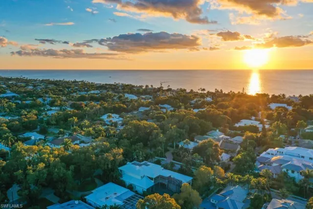 a view of a city with sunset view