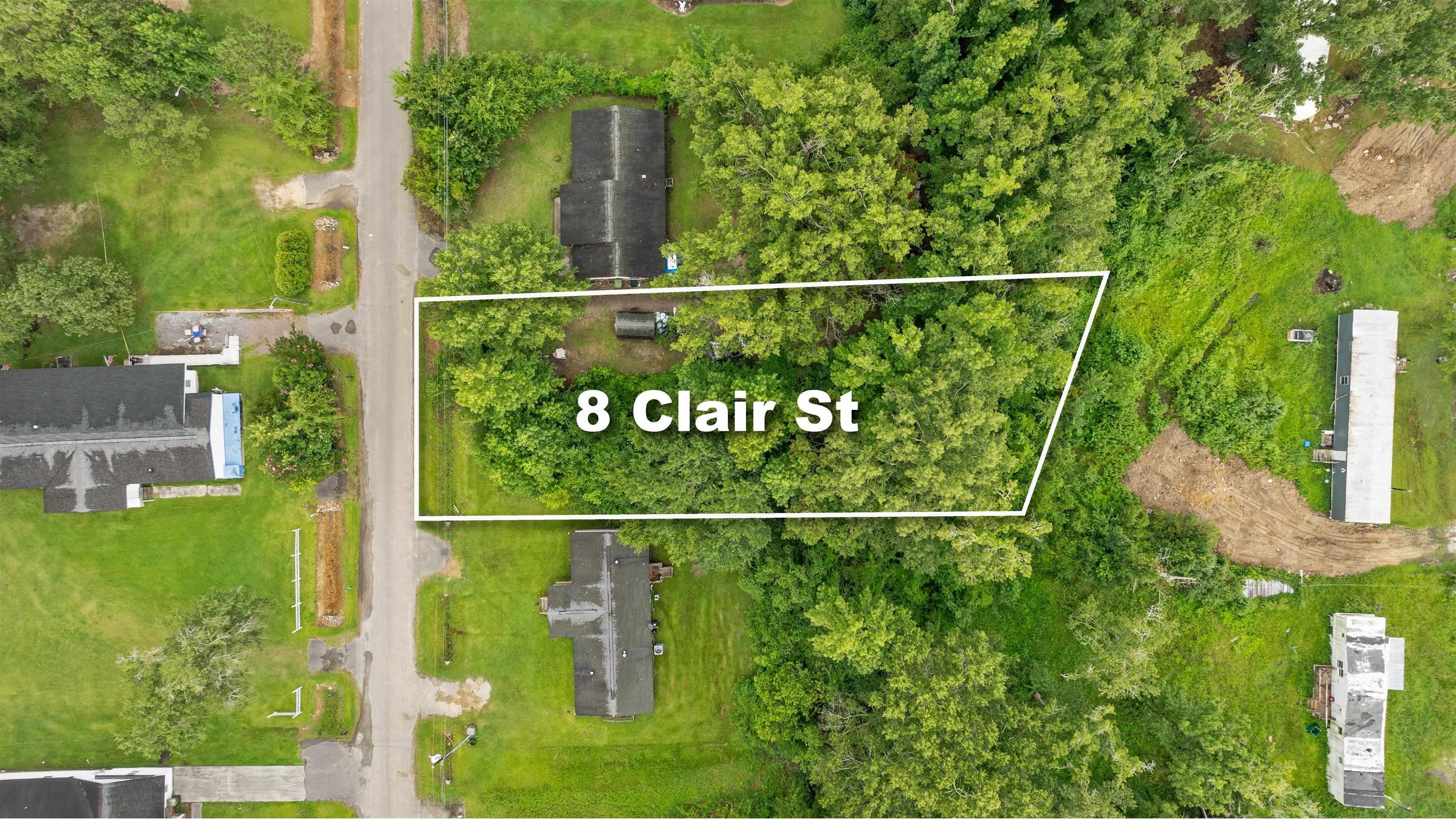 8 Clair Street Andrews, SC 29510 - Photo 9 of 12 Aerial view of property and surrounding area with property boundaries highlighted