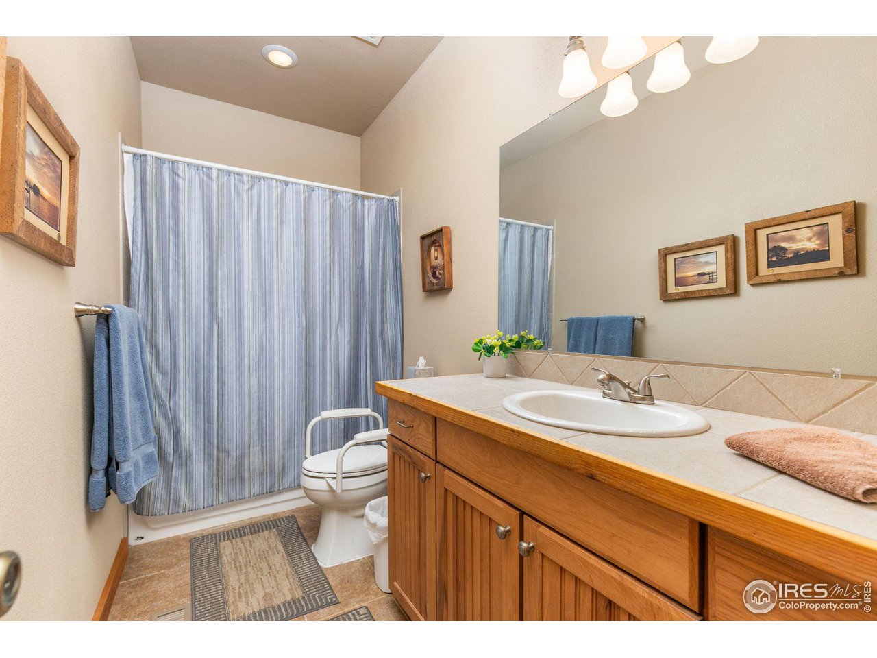 308 Pinon Circle Black Hawk, CO 80422 - Photo 13 of 37 a bathroom with a sink a toilet and shower curtain