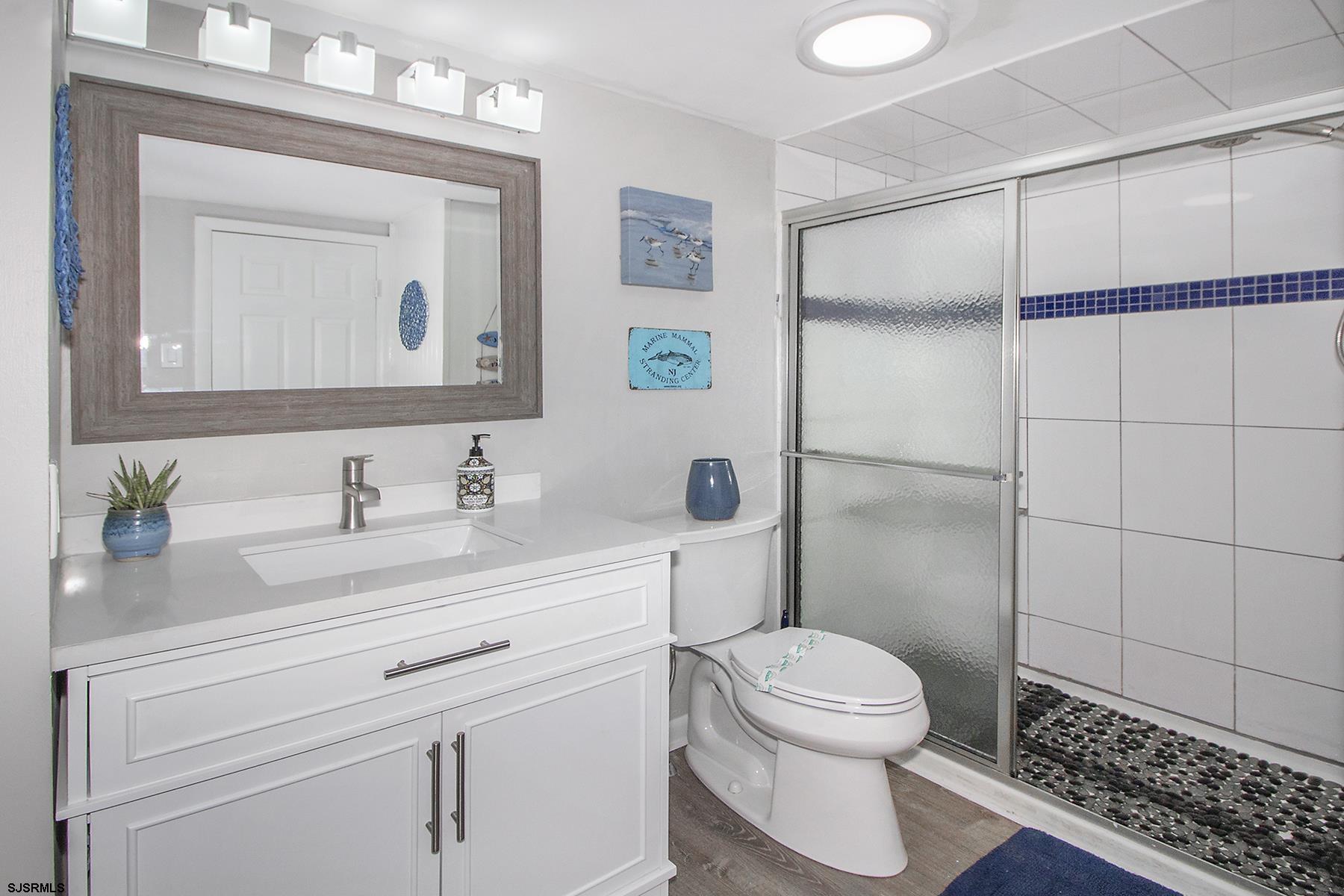1101 East Brigantine Avenue, Unit 2 Brigantine, NJ 08203 - Photo 9 of 13 a bathroom with a toilet a sink and mirror
