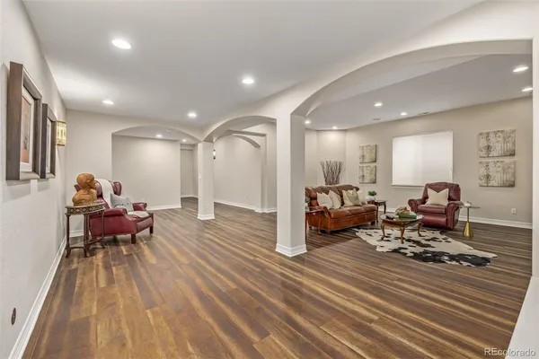 a view of a living room and dining room