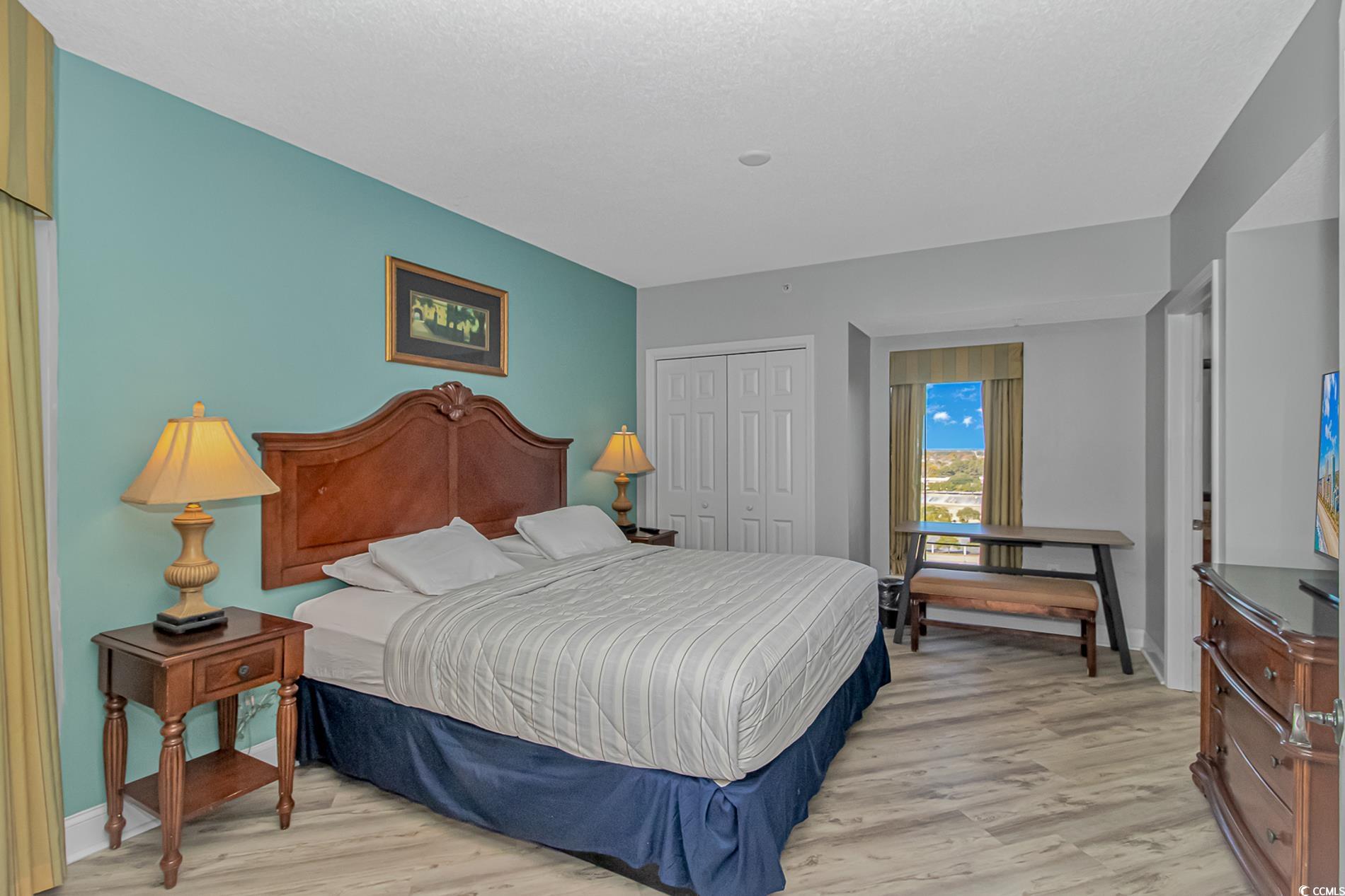 2600 North Ocean Boulevard, Unit 1715 Myrtle Beach, SC 29577 - Photo 8 of 34 Bedroom with light wood finished floors and a closet