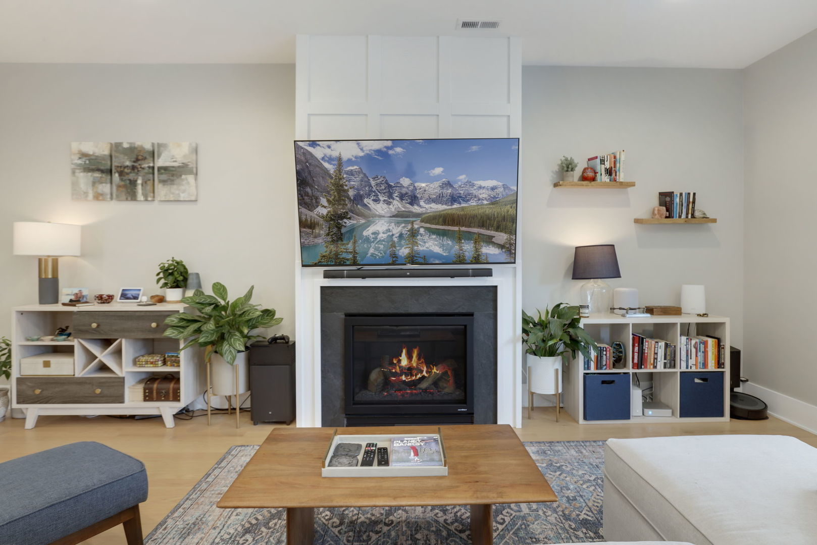 3048 West Lyndale Street, Unit 2 Chicago, IL 60647 - Photo 13 of 40 a living room with furniture and a fireplace