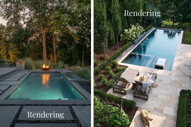 a view of a chairs and table in a backyard