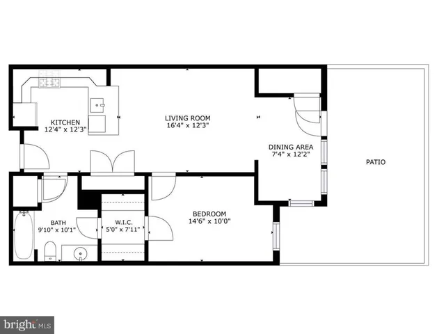 a picture of a room with a white wall and a painting