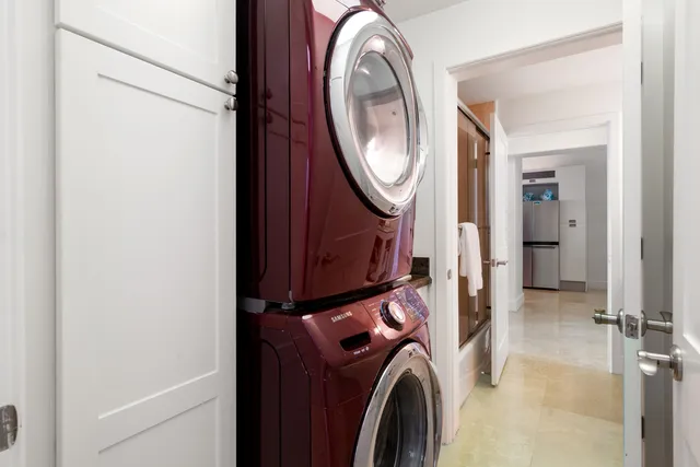an outdoor space with seating area and potted plants