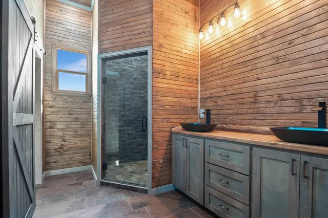 a bathroom with a shower