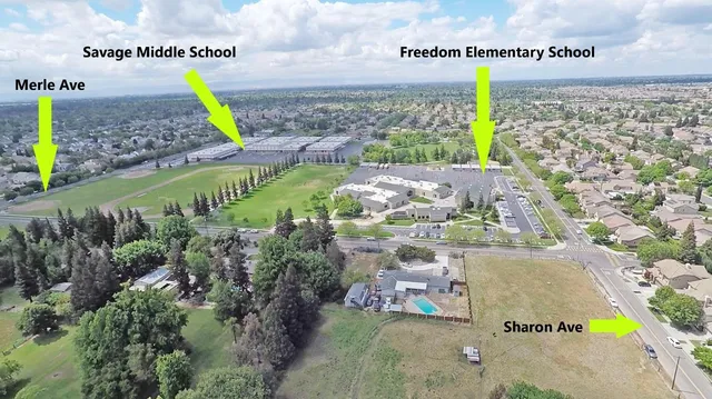 a view of a swimming pool with a garden