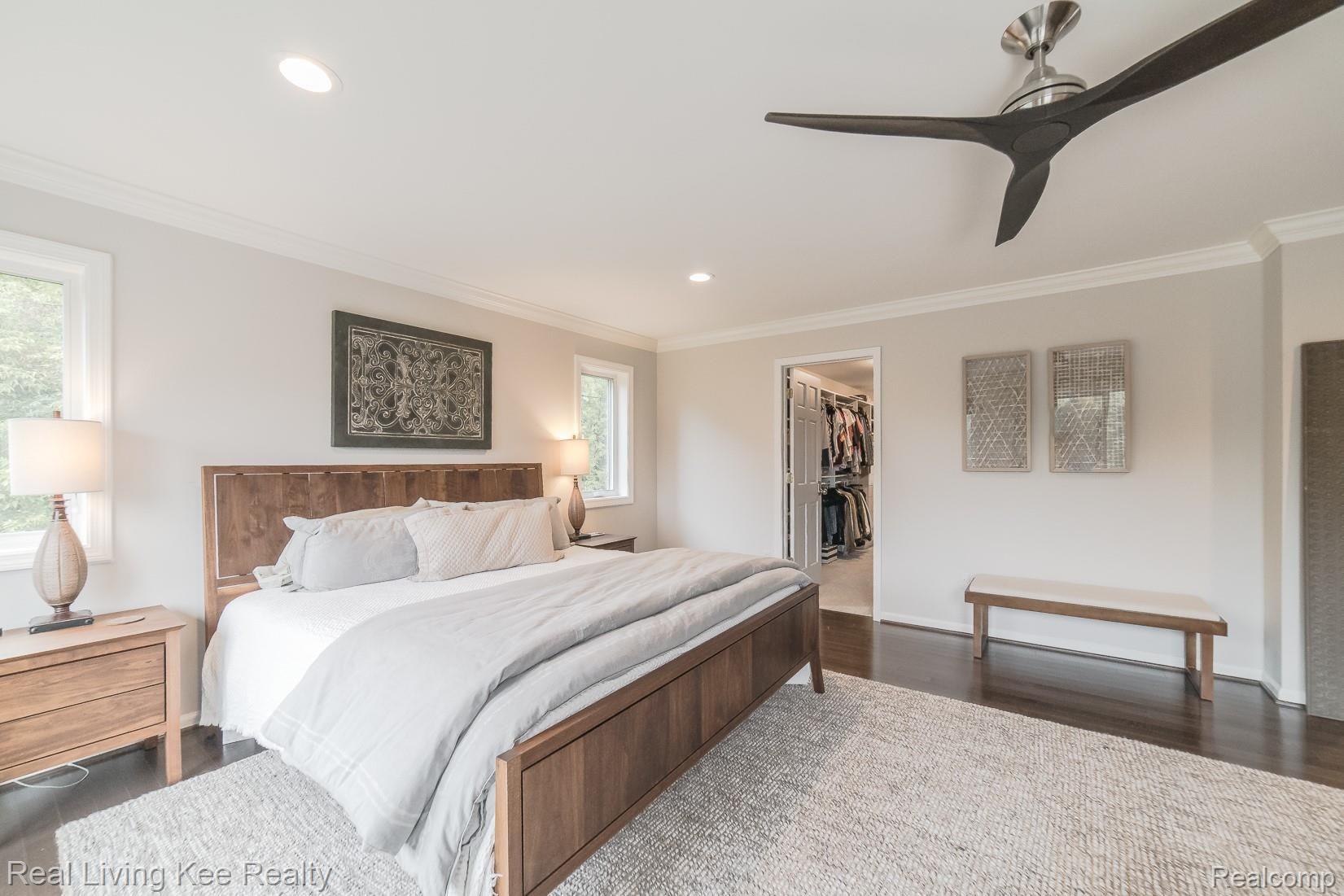 4605 Valley View Point Rochester, MI 48306 - Photo 16 of 54 1st Floor Primary Suite ~ Crown Molding ~ Stylish Ceiling Fan