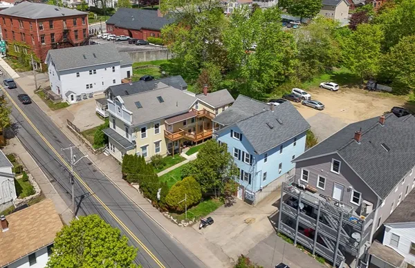 an aerial view of a house