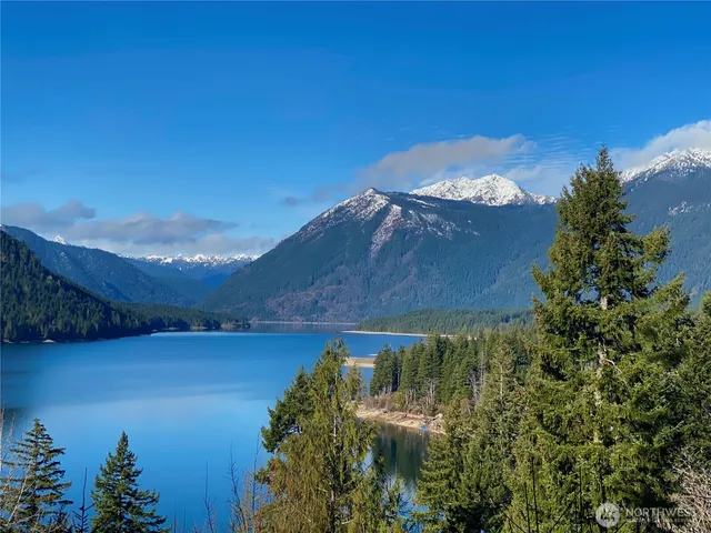 a view of lake with mountain