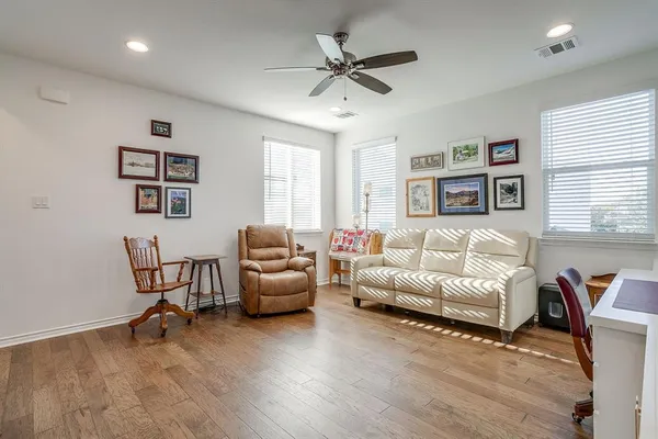 a living room with furniture