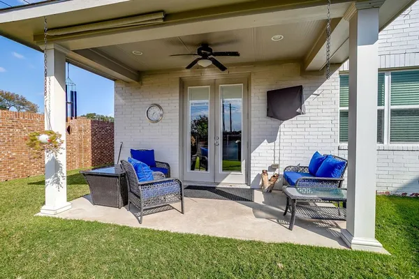 a bench is sitting in middle of house