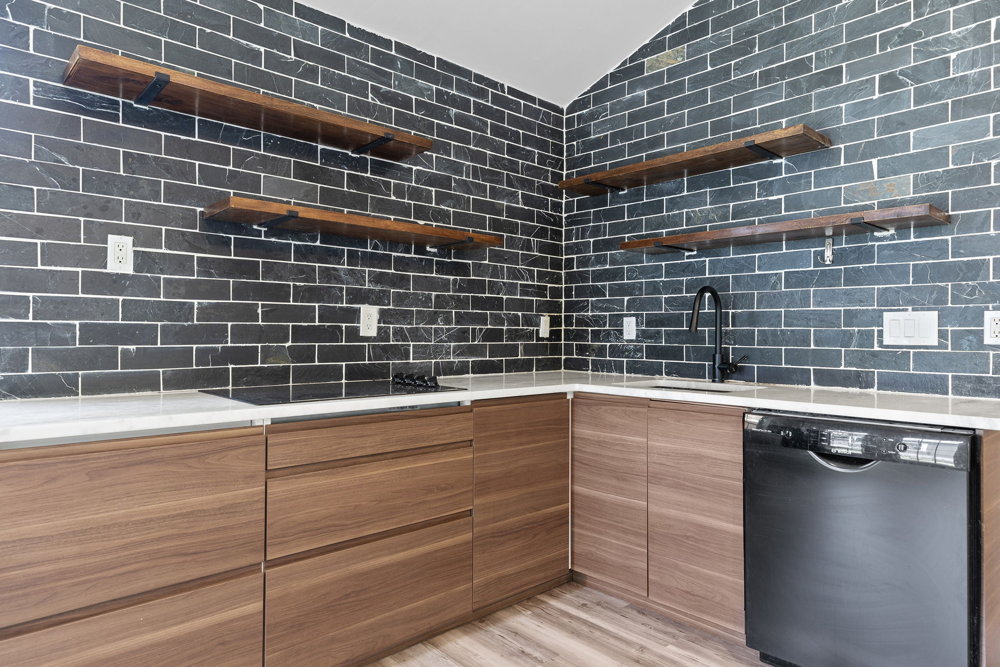 3909 Willbert Road, Unit B Austin, TX 78751 - Photo 5 of 16 Beautifully updated kitchen with exposed shelving