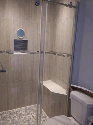 a bathroom with a shower