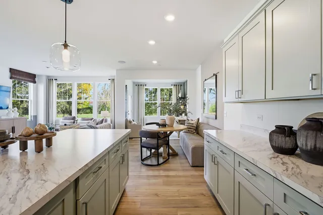 a large kitchen with lots of counter space