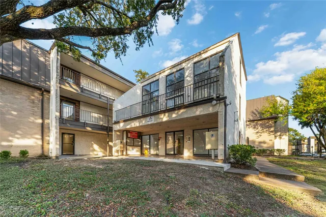 front view of a building with a street